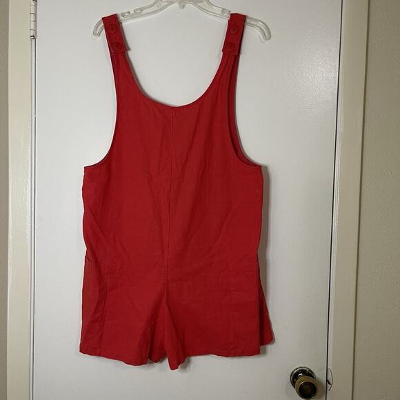 Anthropologie Corey Lynn Calter Adeline Romper Coral Red Linen medium - Picture 2 of 7